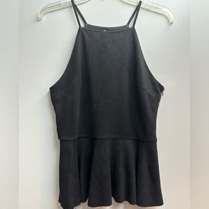 Design Lab Lord & Taylor Black Velvet Peplum Tank